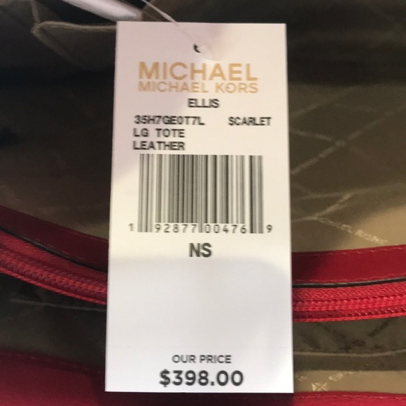 Red Michael Kors Ellis Large Tote [Leather] - Picture 7 of 8
